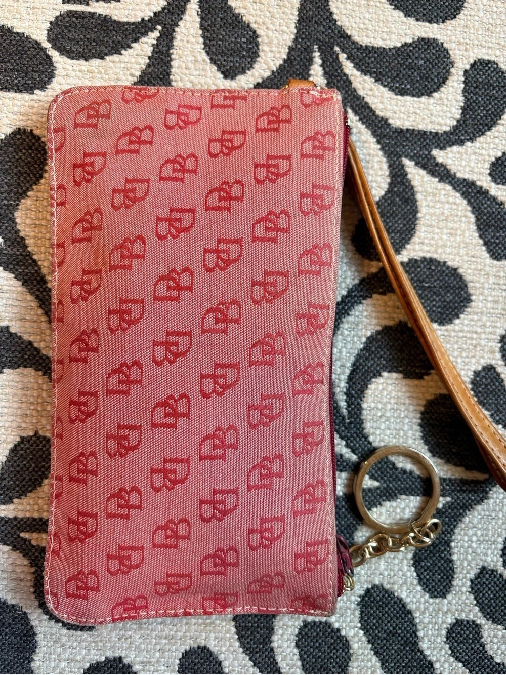 Dooney & Bourke DB Monogram Signature Wristlet Pink & Brown
